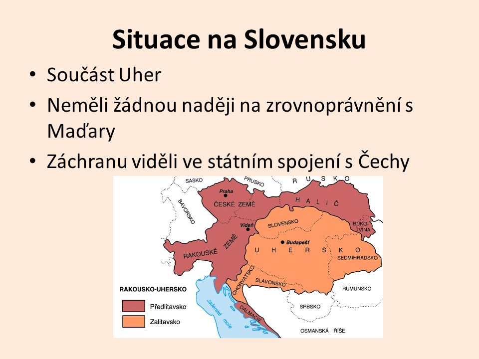 Situace na Slovensku Součást Uher
