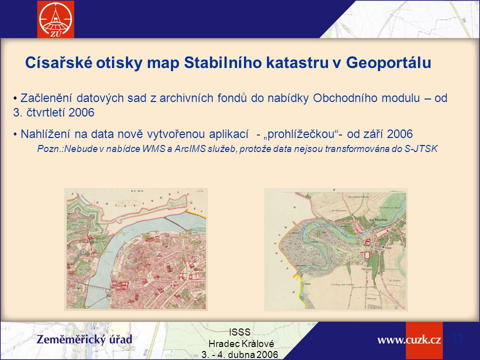 Císařské otisky map Stabilního katastru v Geoportálu
