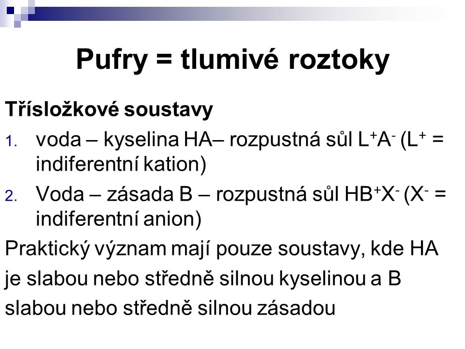 Pufry = tlumivé roztoky