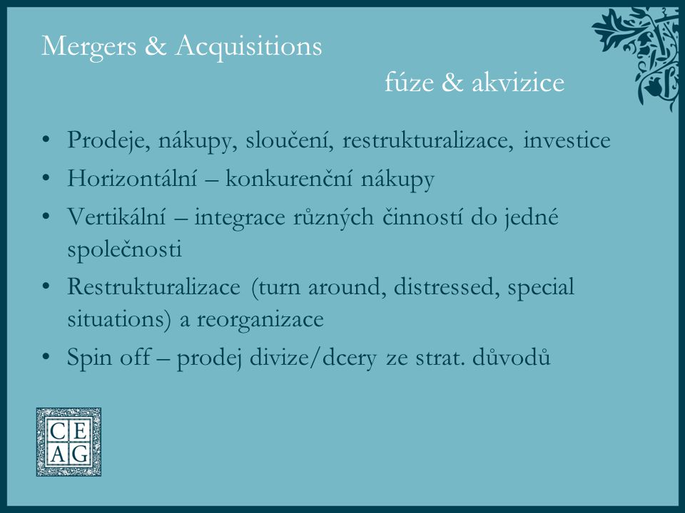 Mergers & Acquisitions fúze & akvizice