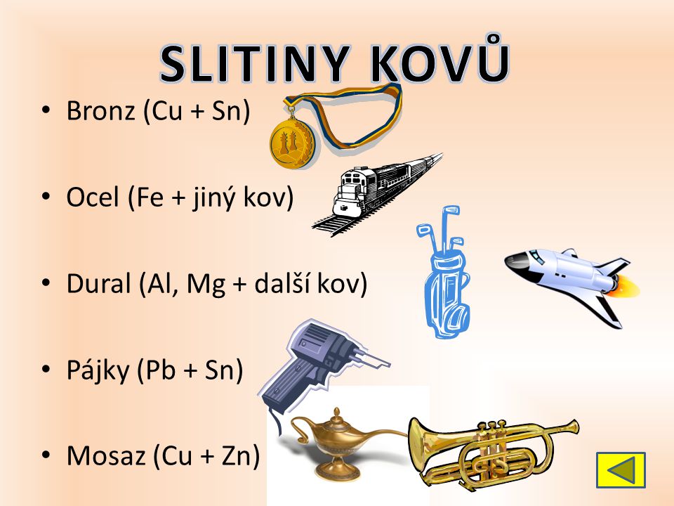 SLITINY KOVŮ Bronz (Cu + Sn) Ocel (Fe + jiný kov)