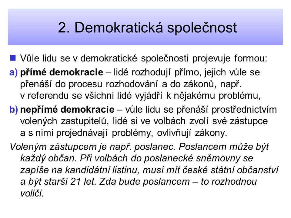 2. Demokratická společnost
