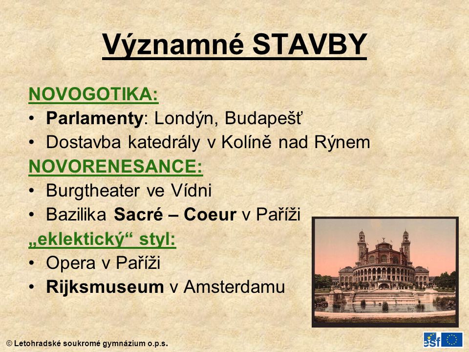 Významné STAVBY NOVOGOTIKA: Parlamenty: Londýn, Budapešť