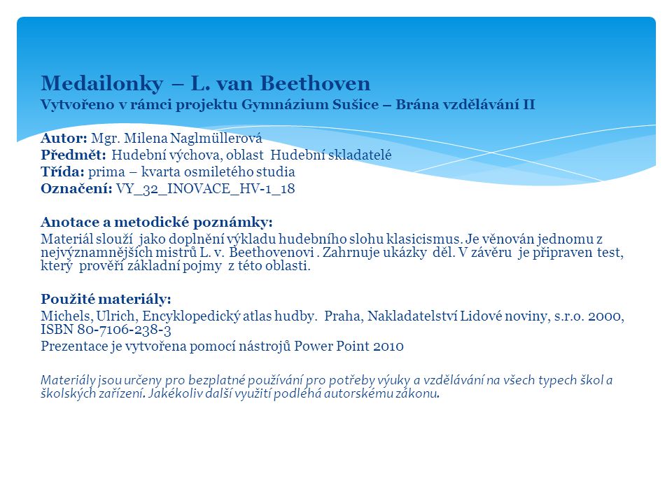 Medailonky – L. van Beethoven