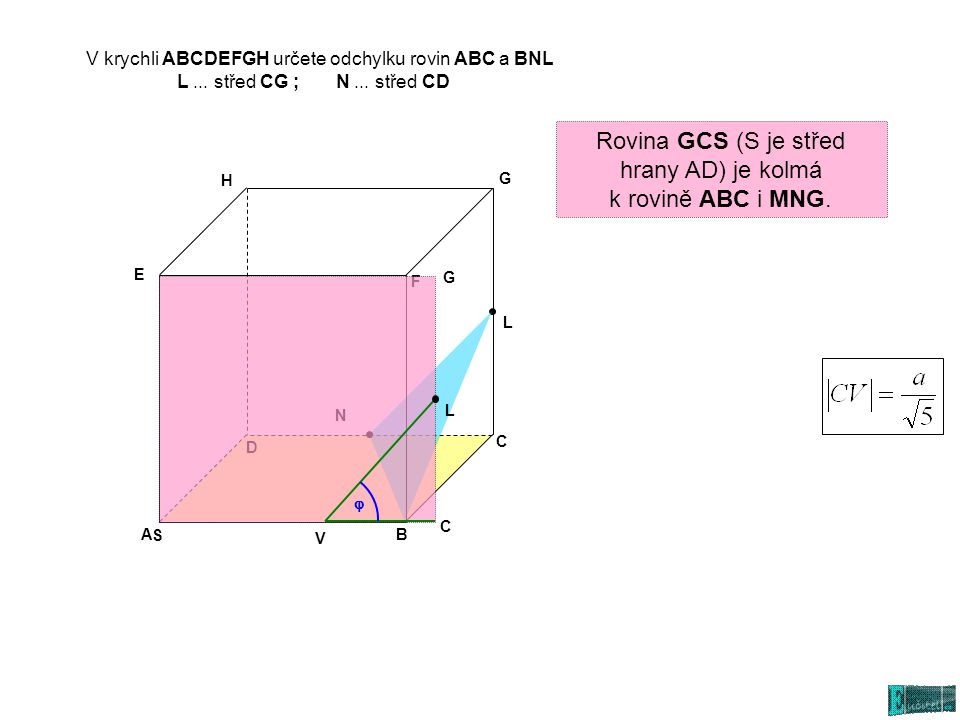 Rovina GCS (S je střed hrany AD) je kolmá