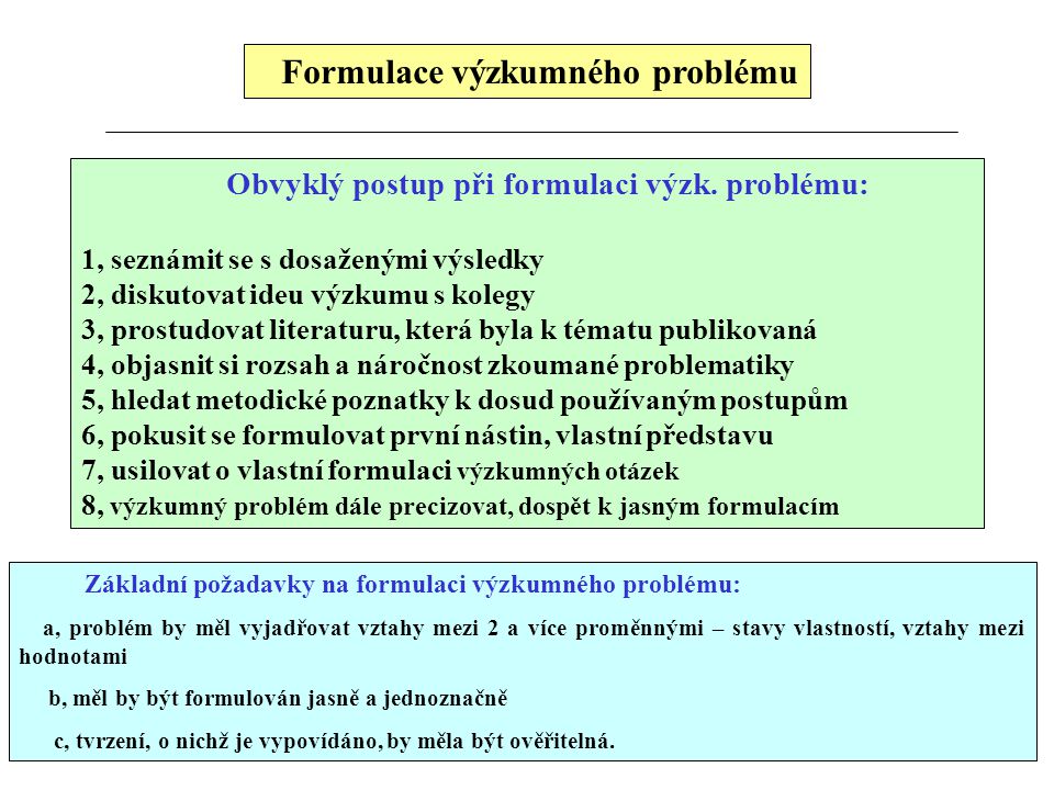 Jak popsat výzkumný problém?