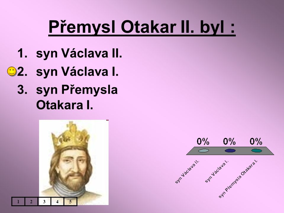 Přemysl Otakar II. byl : syn Václava II. syn Václava I.