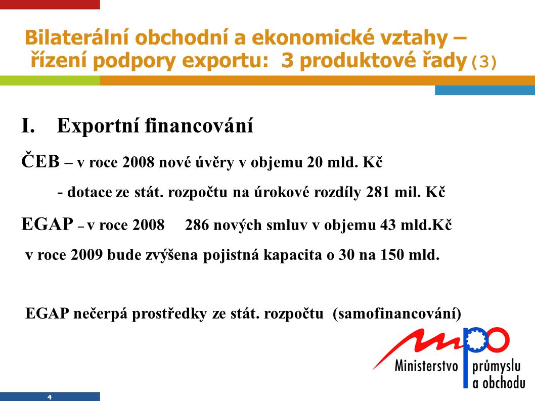 I. Exportní financování