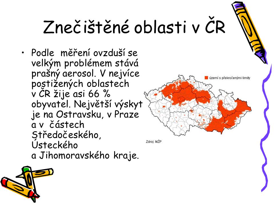 Znečištěné oblasti v ČR