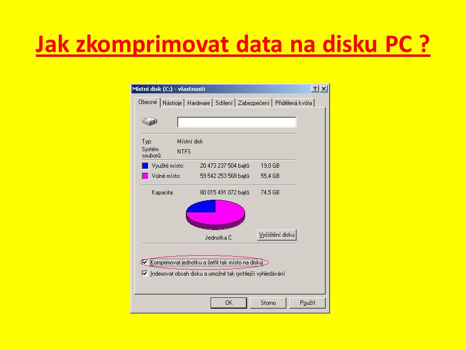 Jak zkomprimovat data na disku PC
