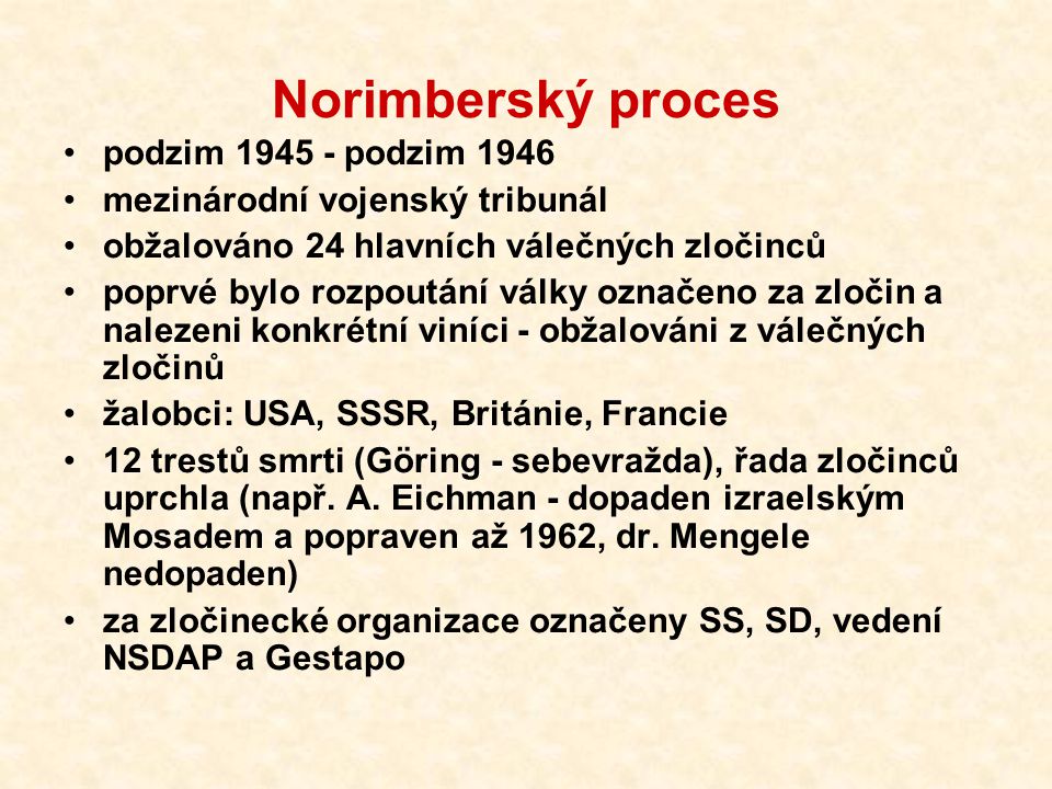 Norimberský proces podzim podzim 1946