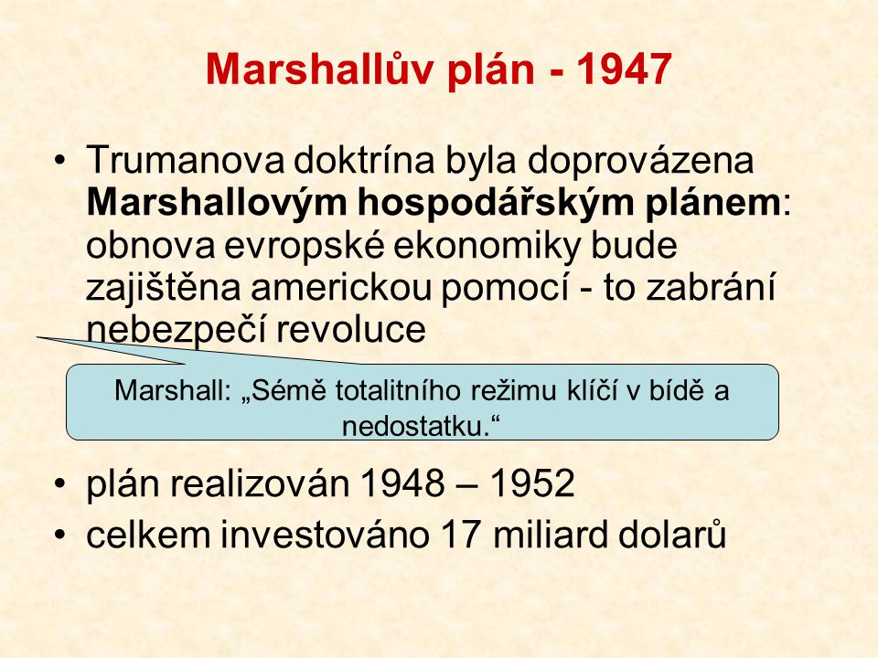 Marshall: „Sémě totalitního režimu klíčí v bídě a nedostatku.