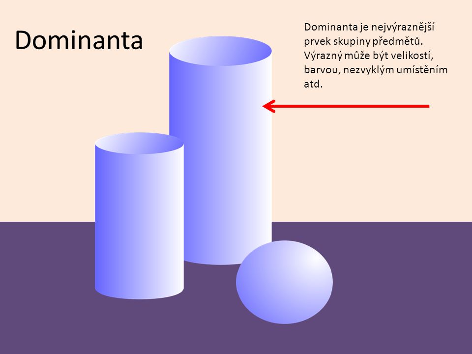 Dominanta Dominanta je nejvýraznější prvek skupiny předmětů.