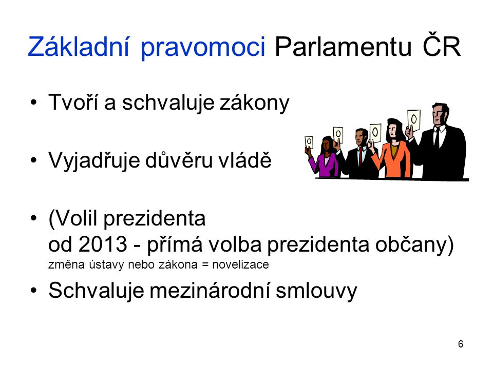Základní pravomoci Parlamentu ČR