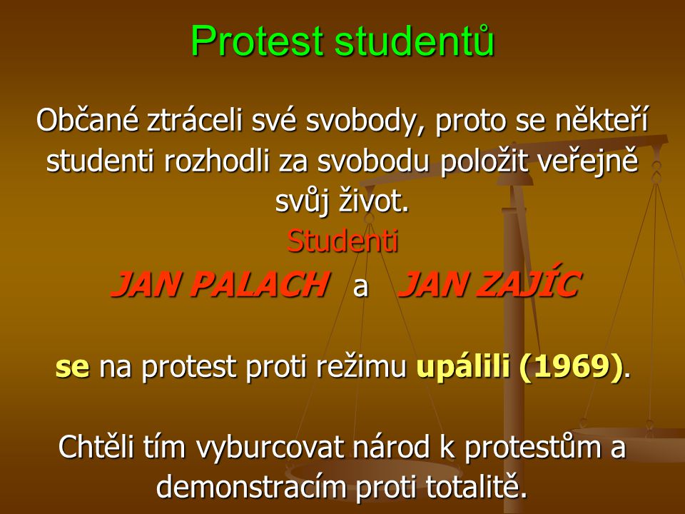 Protest studentů JAN PALACH a JAN ZAJÍC