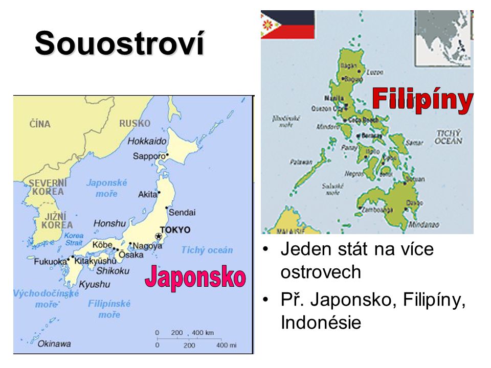 Souostroví Filipíny Japonsko Jeden stát na více ostrovech