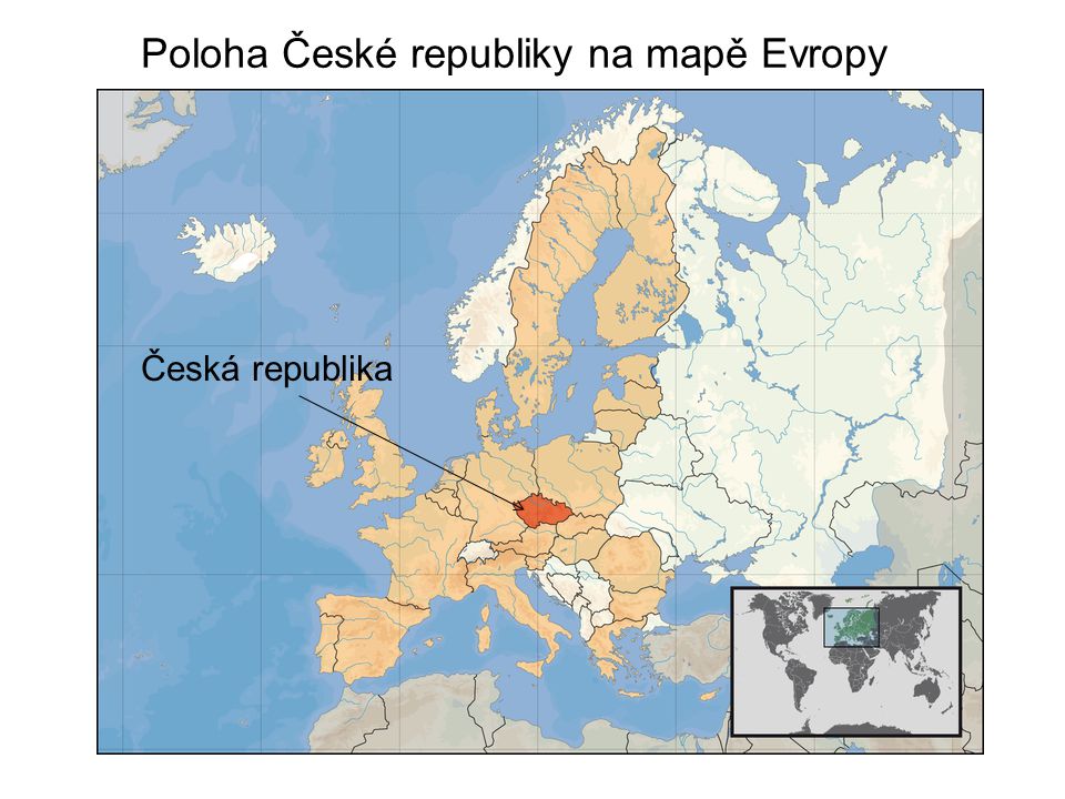 Poloha České republiky na mapě Evropy