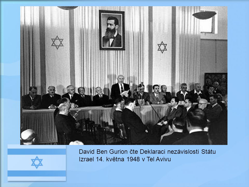 David Ben Gurion čte Deklaraci nezávislosti Státu Izrael 14
