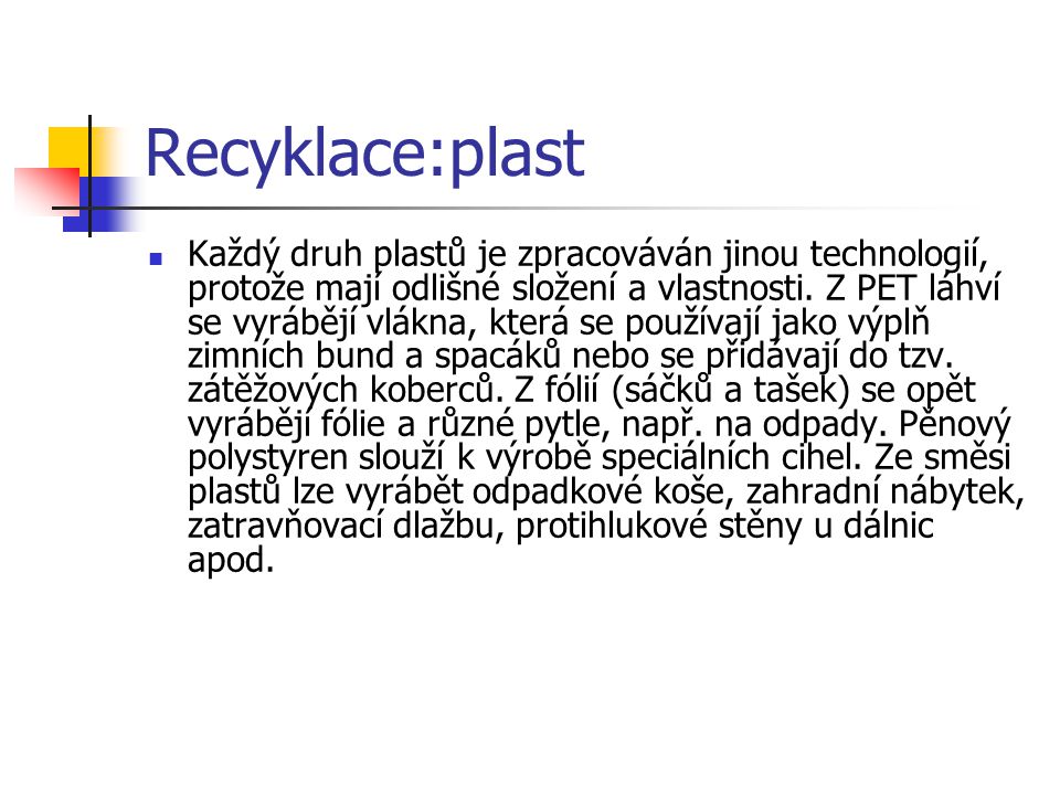 Recyklace:plast