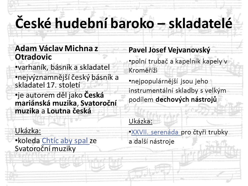 České hudební baroko – skladatelé