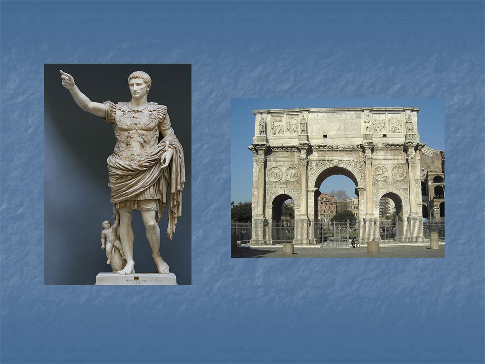 Vlevo: majestátní socha prvního císaře Augusta z 1. století n. l
