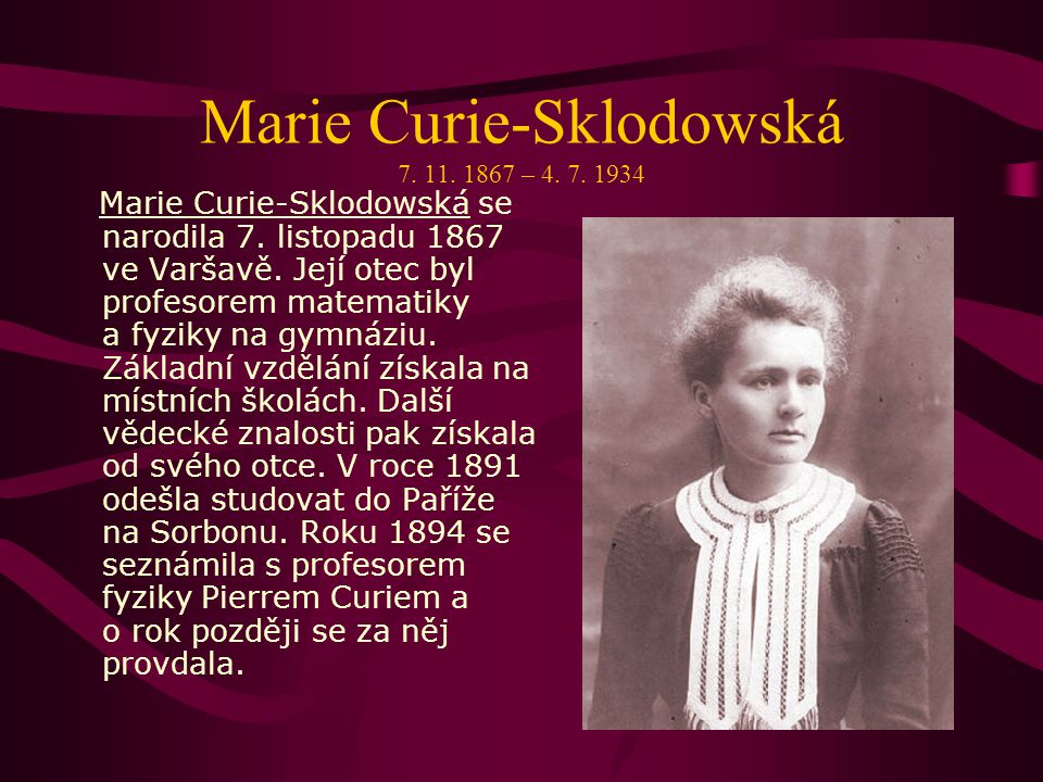 Marie Curie-Sklodowská –