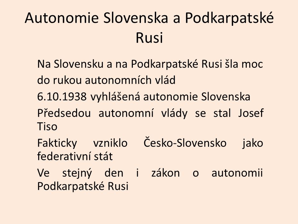 Autonomie Slovenska a Podkarpatské Rusi