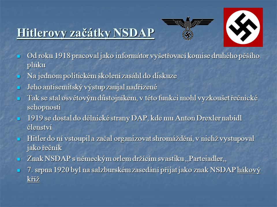 Hitlerovy začátky NSDAP