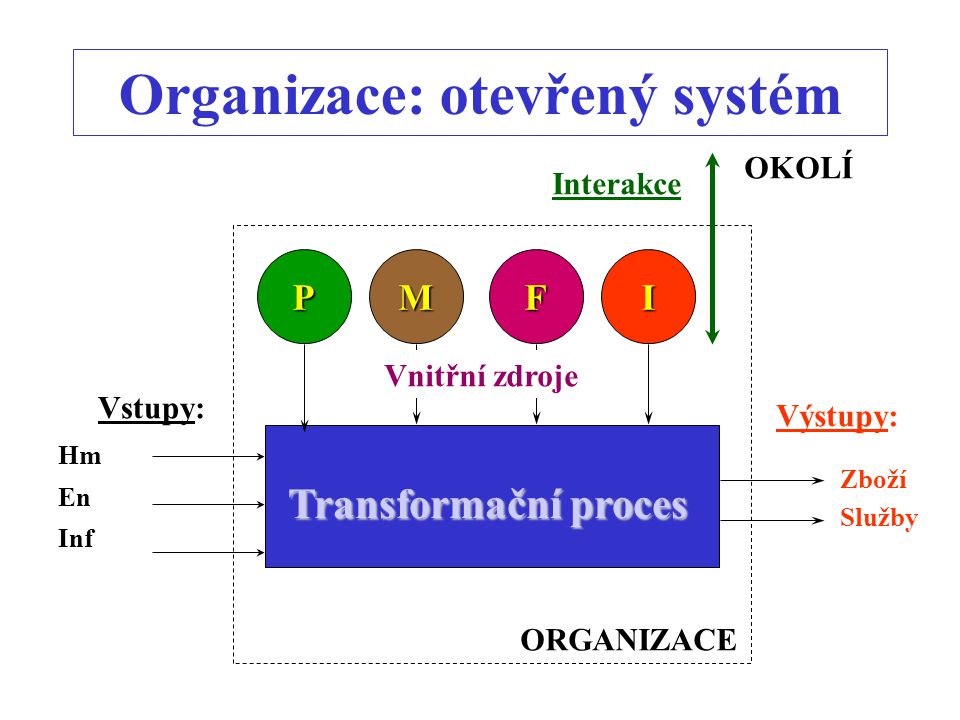 Organizace: otevřený systém