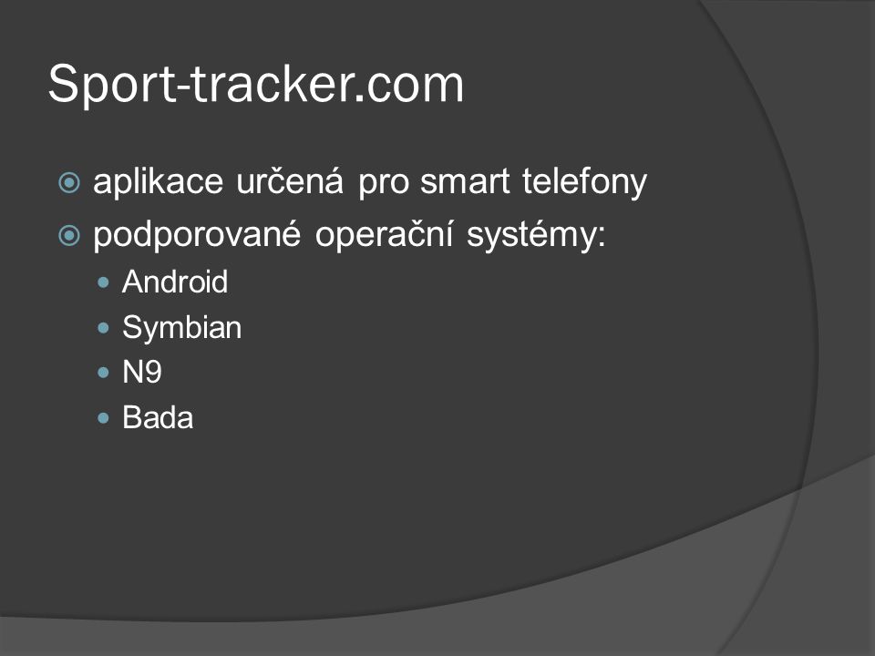 Sport-tracker.com aplikace určená pro smart telefony