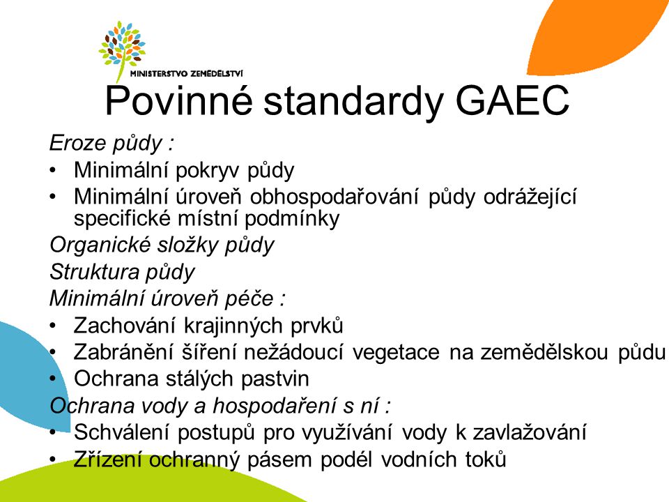 Povinné standardy GAEC