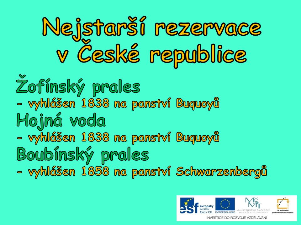 Nejstarší rezervace v České republice
