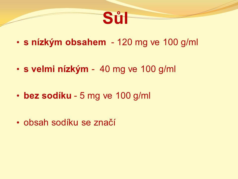 Sůl s nízkým obsahem mg ve 100 g/ml
