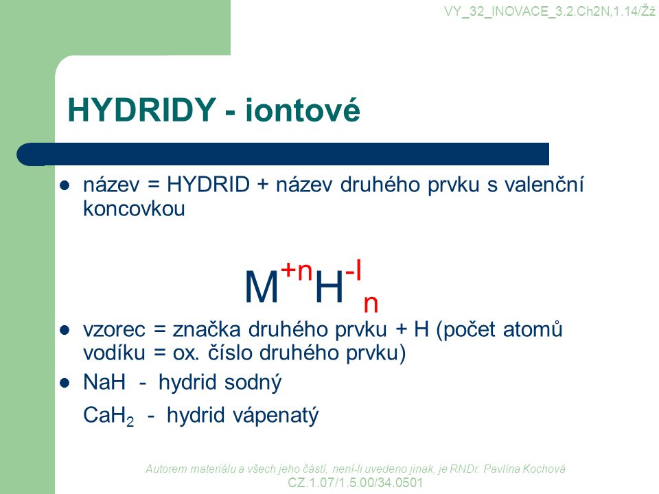 M+nH-In HYDRIDY - iontové