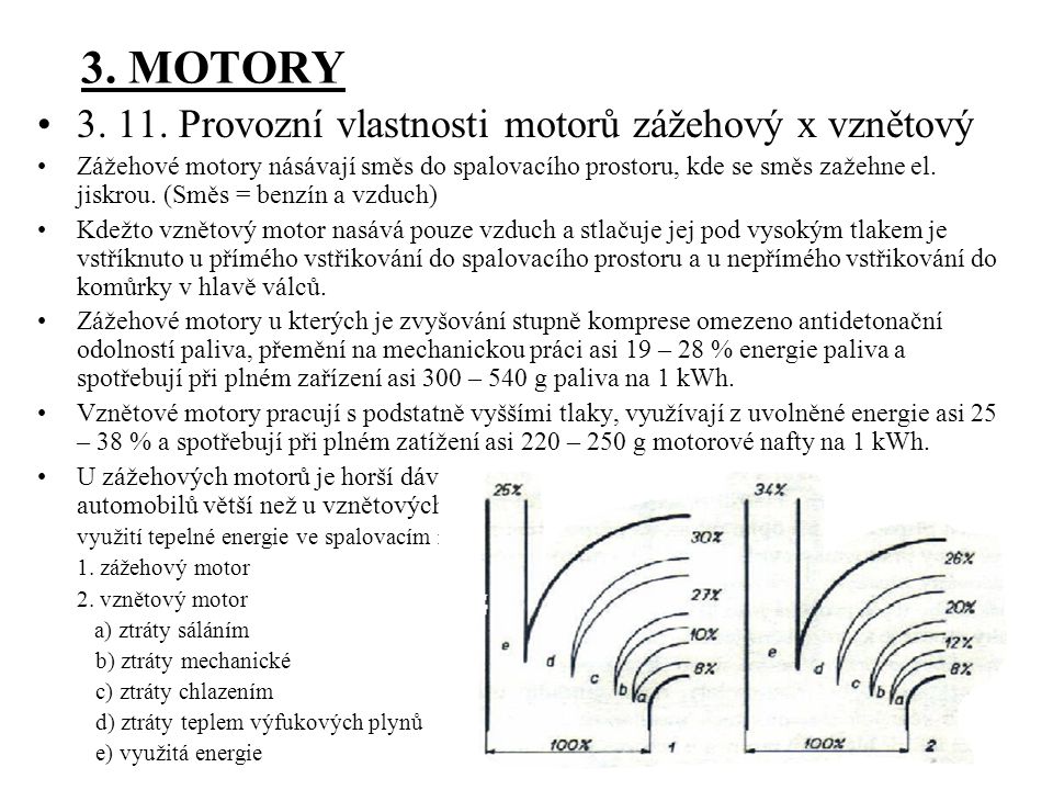 3. MOTORY Provozní vlastnosti motorů zážehový x vznětový