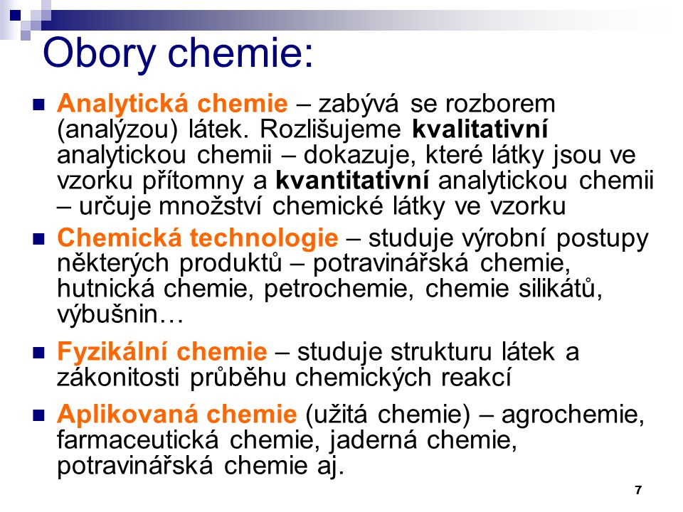 Obory chemie: