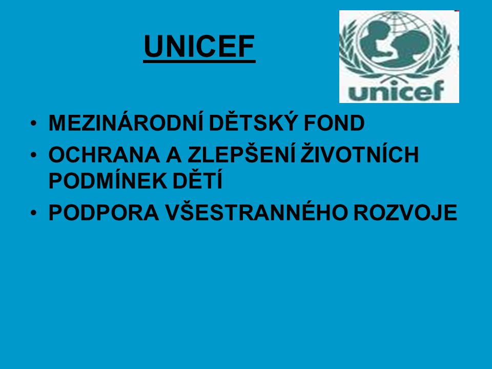 UNICEF MEZINÁRODNÍ DĚTSKÝ FOND