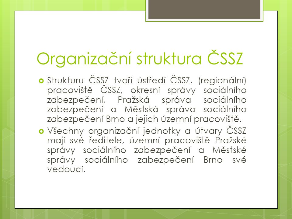 Organizační struktura ČSSZ