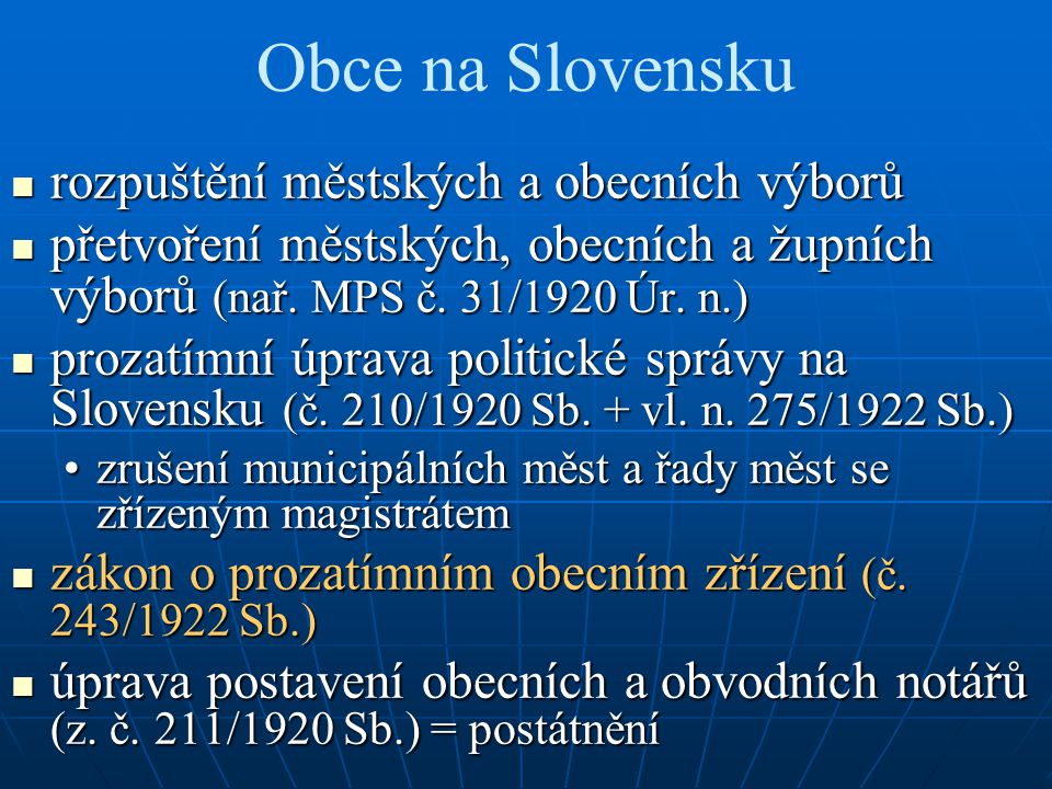Obce na Slovensku rozpuštění městských a obecních výborů