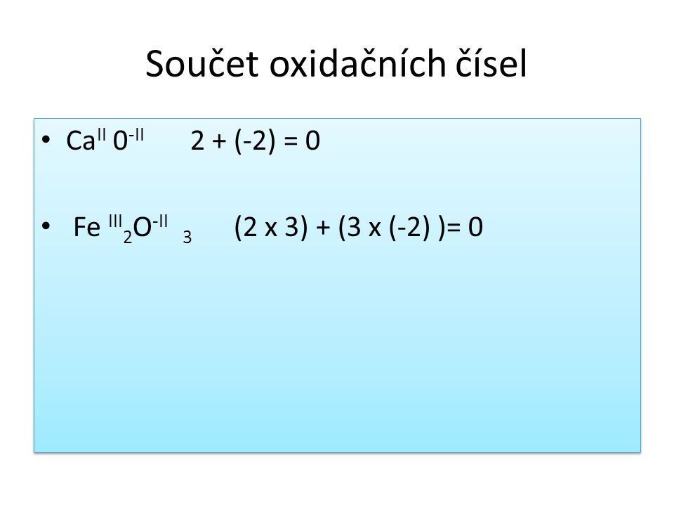 Součet oxidačních čísel