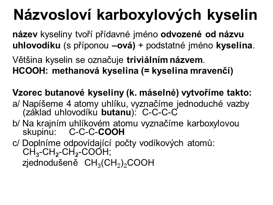 Názvosloví karboxylových kyselin