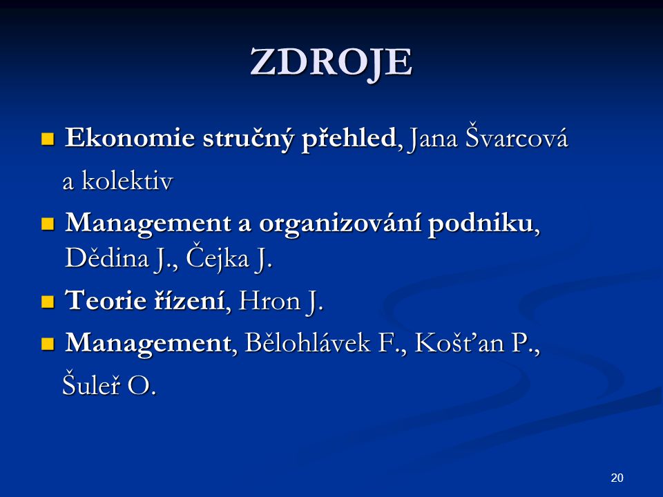 ZDROJE Ekonomie stručný přehled, Jana Švarcová a kolektiv