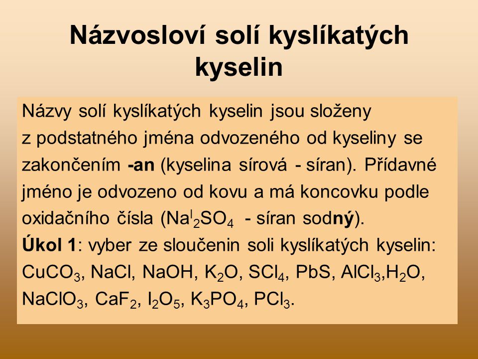 Názvosloví solí kyslíkatých kyselin