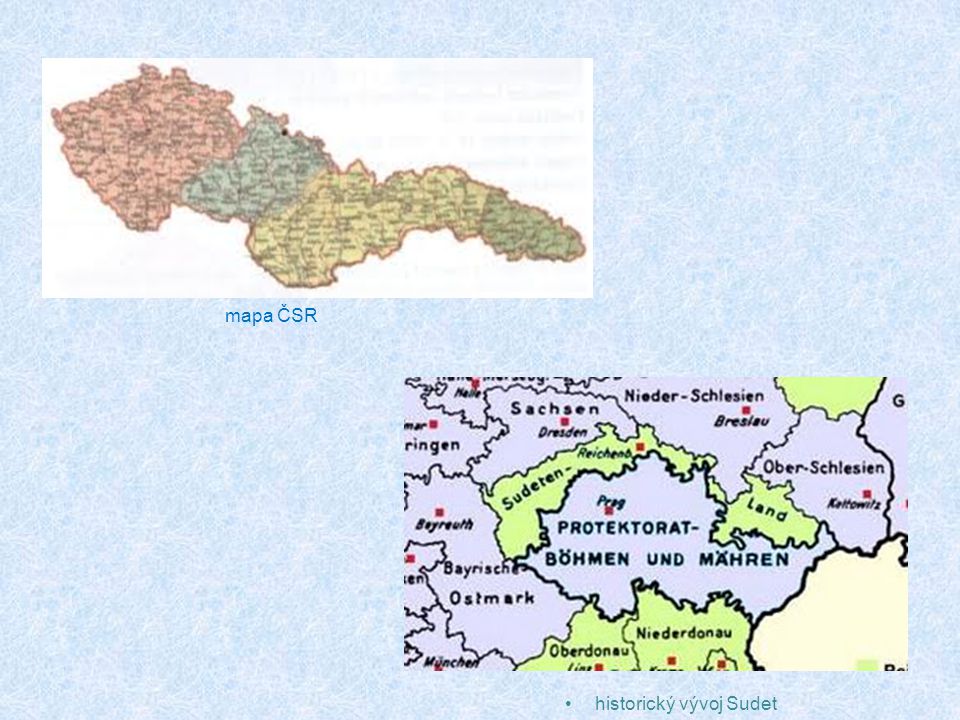 mapa ČSR historický vývoj Sudet