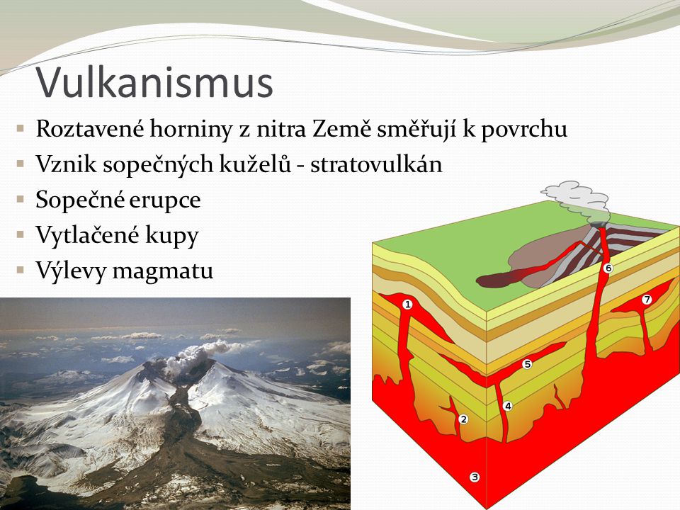 Vulkanismus Roztavené horniny z nitra Země směřují k povrchu