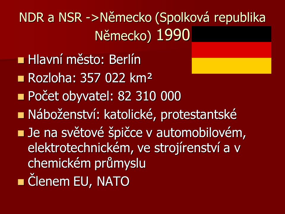 NDR a NSR ->Německo (Spolková republika Německo) 1990