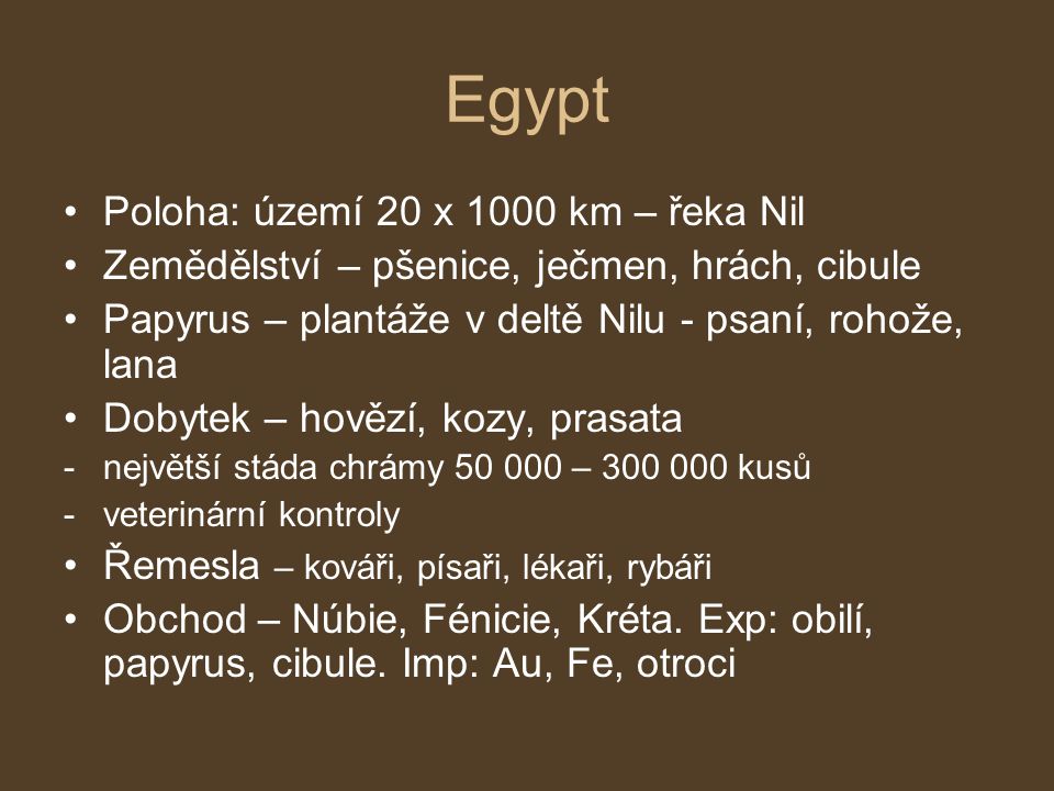 Egypt Poloha: území 20 x 1000 km – řeka Nil
