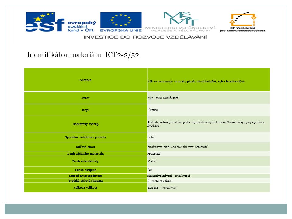 Identifikátor materiálu: ICT2-2/52