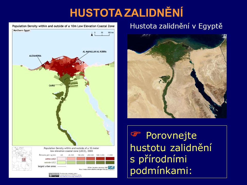 Hustota zalidnění v Egyptě