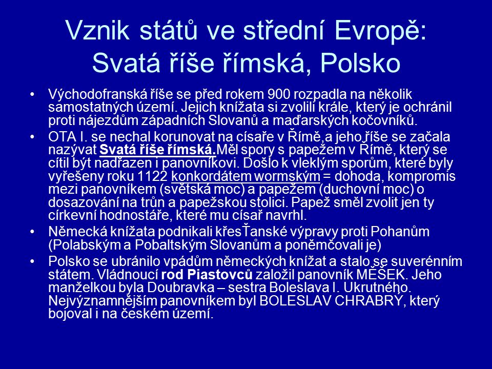 Vznik států ve střední Evropě: Svatá říše římská, Polsko